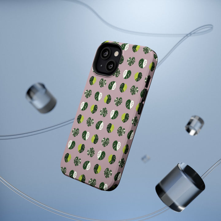Variegated Monstera Pattern Phone Case – Dual Layer Protective Cover