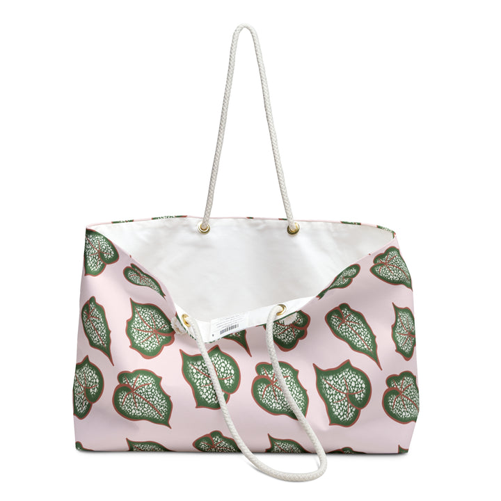 Begonia Pattern Weekender Bag All Over Print Rope Handles Tote Large Beach Duffel Bag