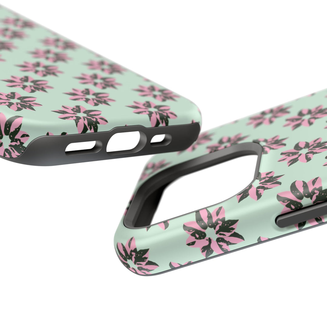 Pink Princess Philodendron Pattern Phone Case – Dual Layer Protective Cover