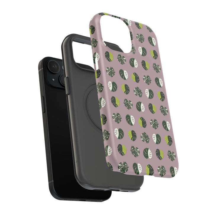 Variegated Monstera Pattern Phone Case – Dual Layer Protective Cover