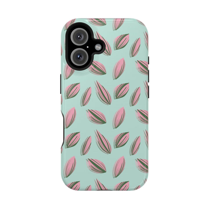 Tradescantia Nanouk Pattern Dual-Layer Impact-Resistant Phone Case Green Botanical Protective Cover