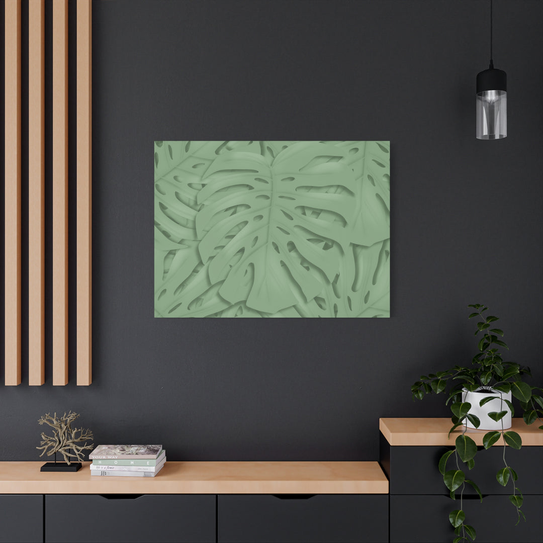 Monstera Canvas Art The Potted Pixel 24x36 Inches Matte Finish Wall Decor Botanical Green Leaf Print