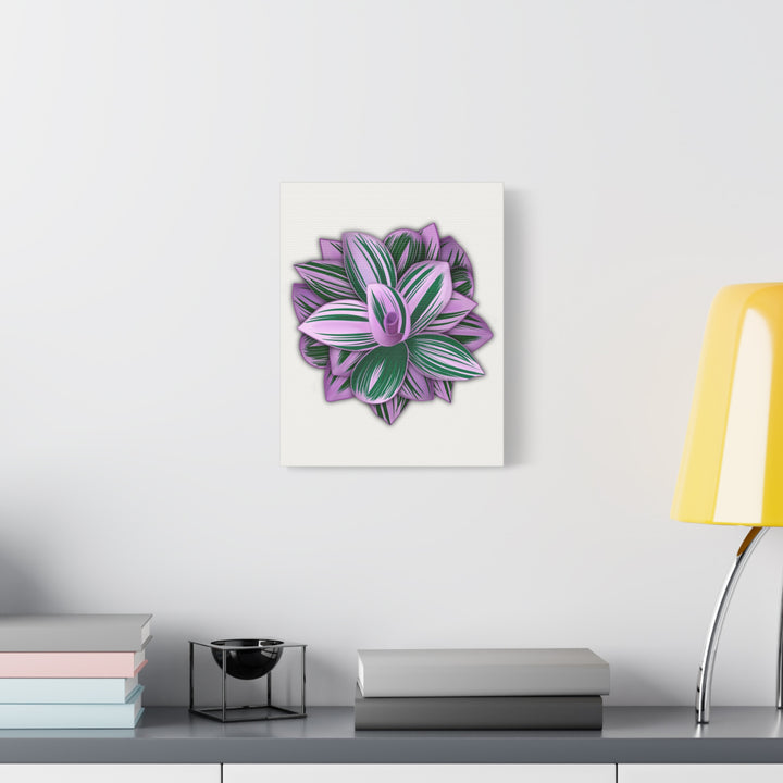 Tradescantia Nanouk Canvas Botanical Wall Art Print Pink Green Foliage On Stretched Cotton Canvas