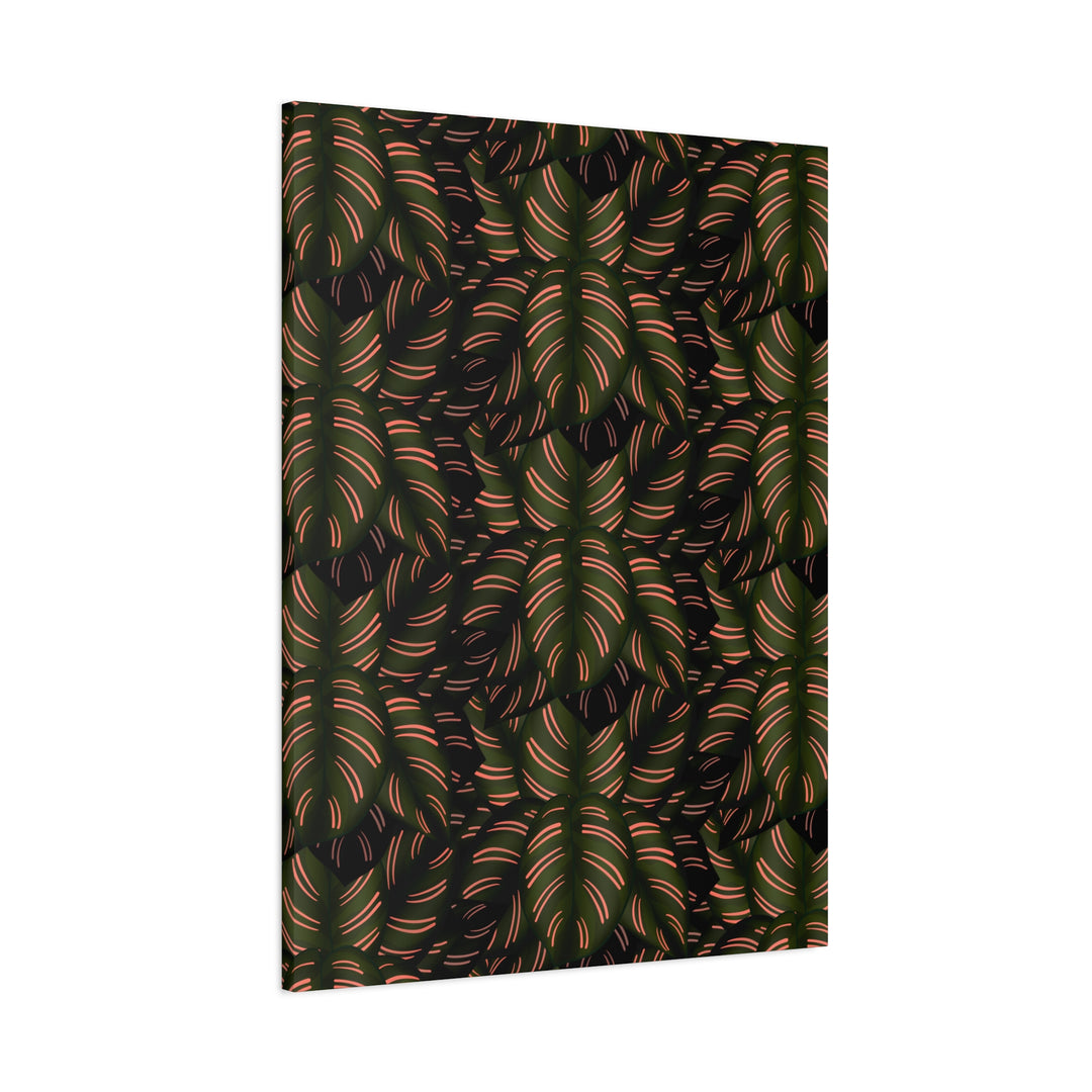 Calathea Pinstripe Canvas Print With Matte Finish Stretched Botanical Wall Art For Living Room Decor
