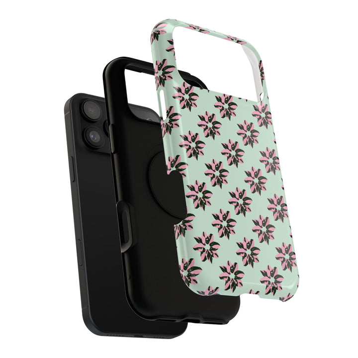Pink Princess Philodendron Pattern Phone Case – Dual Layer Protective Cover