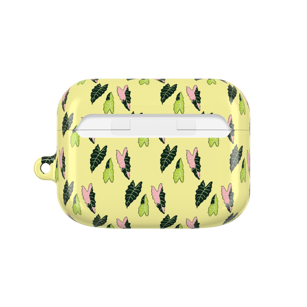 Alocasia Pattern AirPods Case Botanical Plant Themed Protective Case with Carabiner