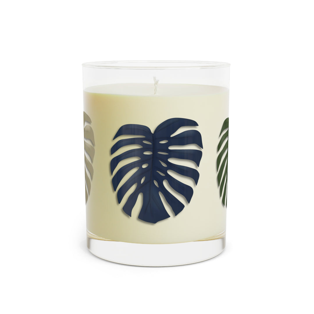 Monstera Deliciosa 11oz Candle In Reusable Glass Jar Soy Wax With White Tea Fig Lavender Sage Ocean Mist