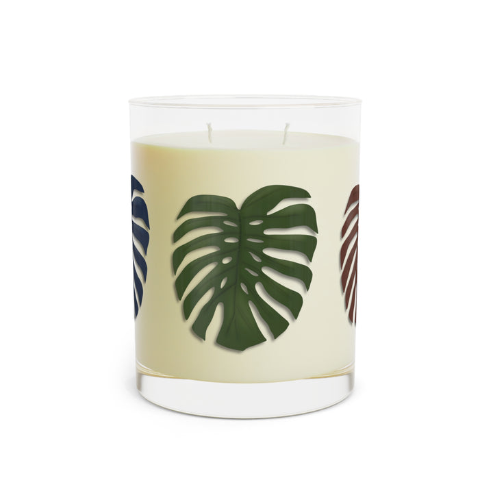 Monstera Deliciosa 11oz Candle In Reusable Glass Jar Soy Wax With White Tea Fig Lavender Sage Ocean Mist