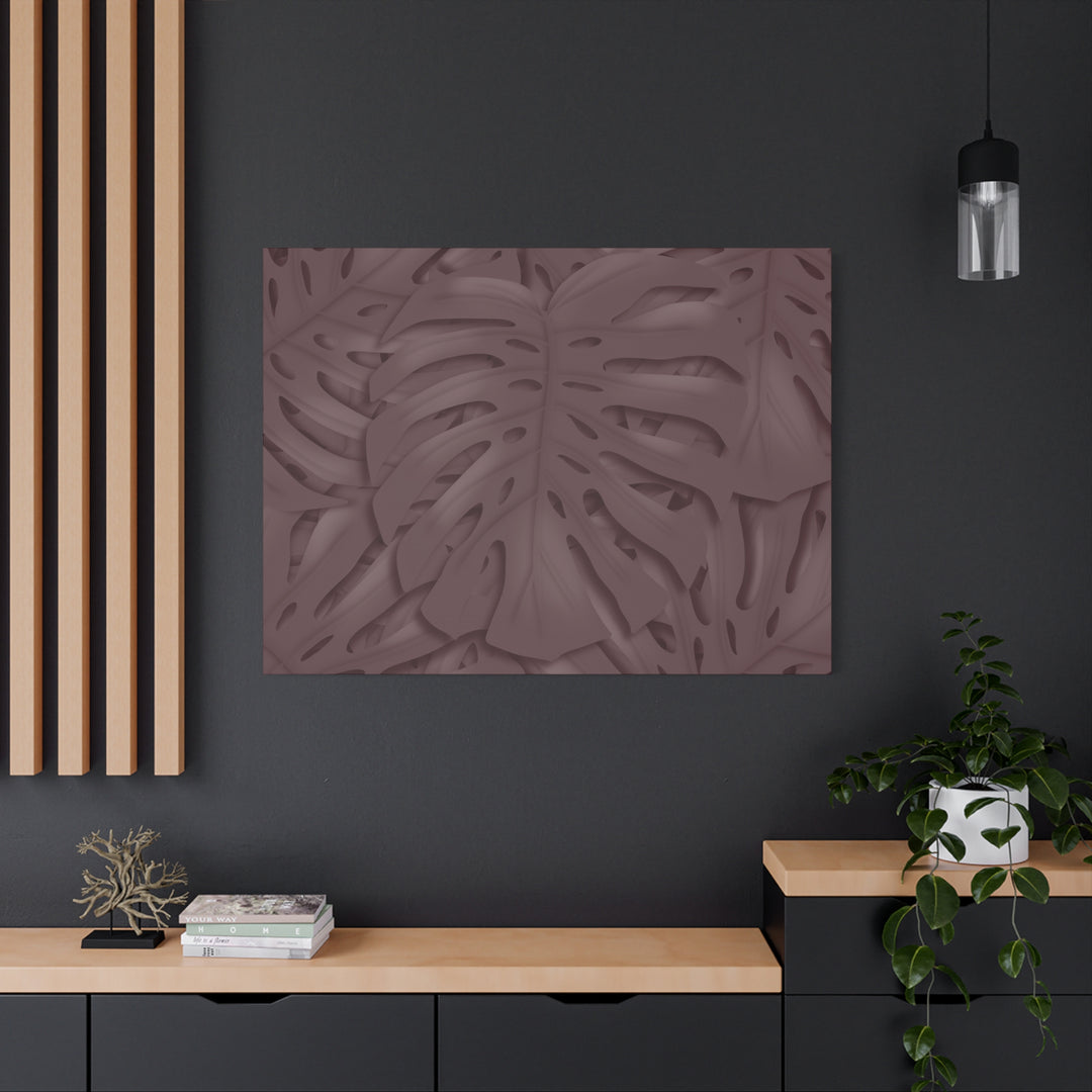 Merlot Monstera Canvas Art Stretched Matte Wall Print Botanical Plant Wall Decor For Living Room Bedroom