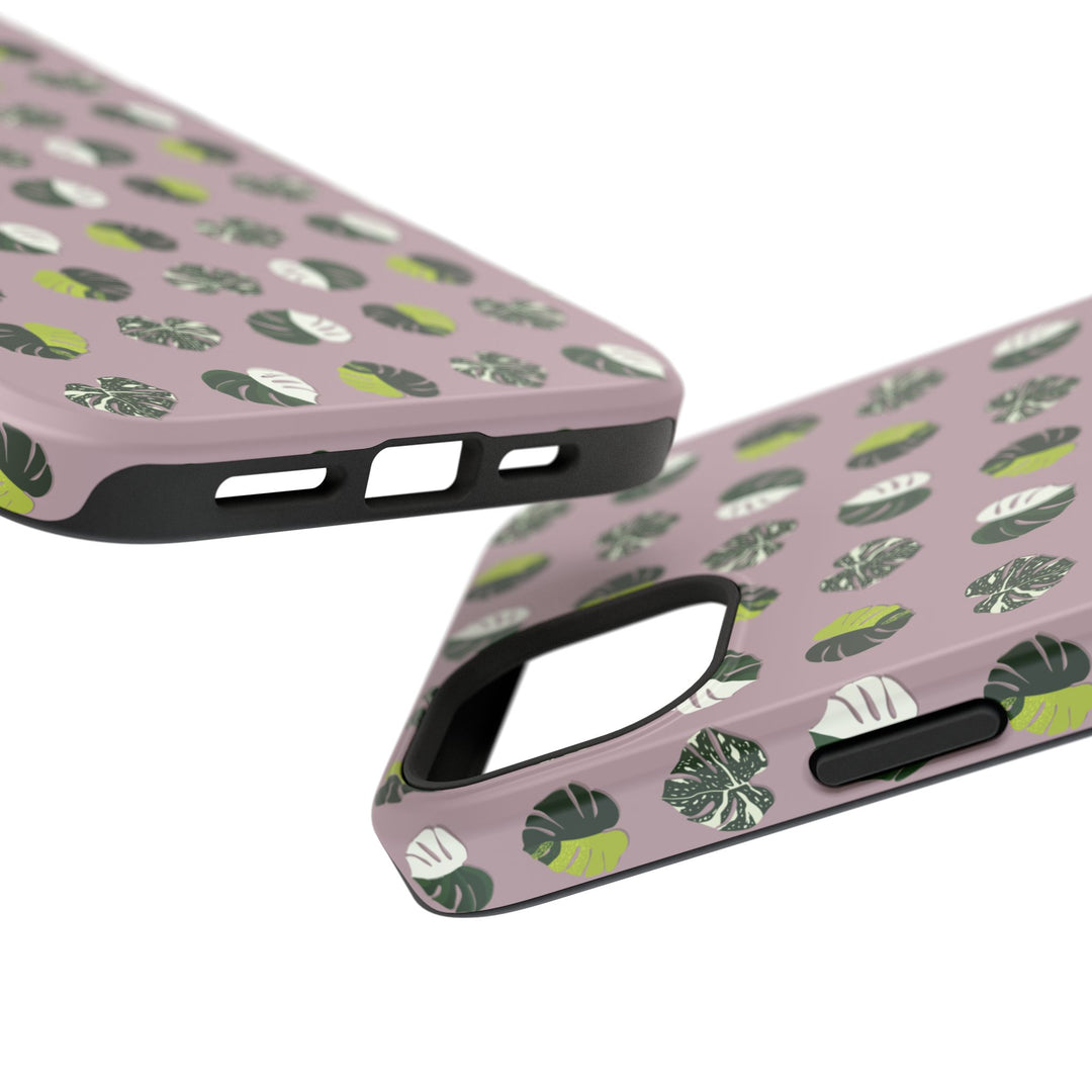 Variegated Monstera Pattern Phone Case – Dual Layer Protective Cover