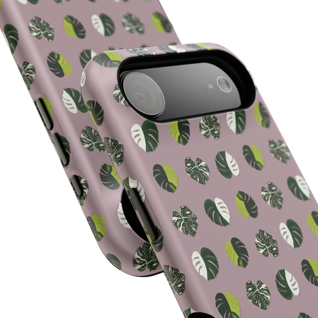 Variegated Monstera Pattern Phone Case – Dual Layer Protective Cover