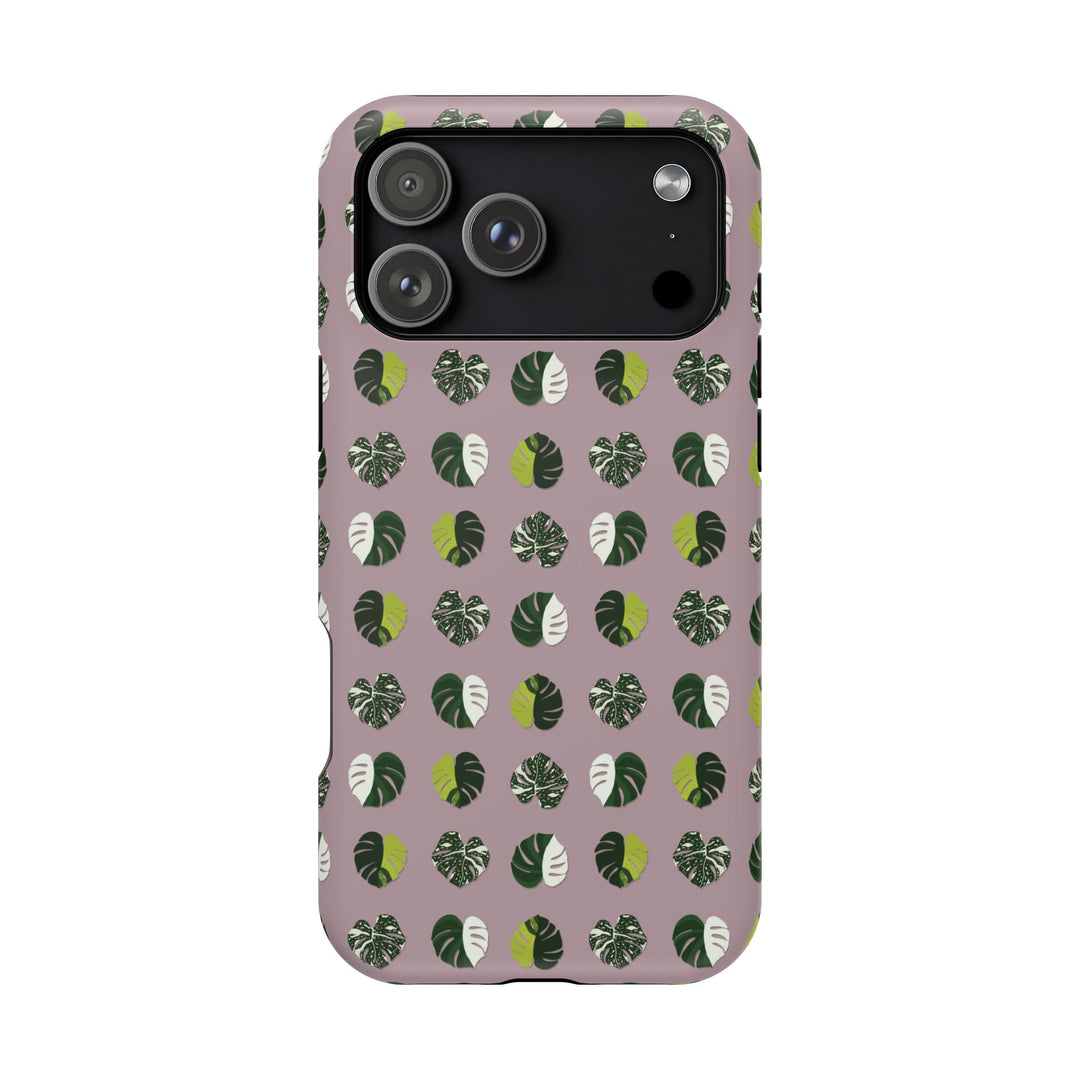 Variegated Monstera Pattern Phone Case – Dual Layer Protective Cover
