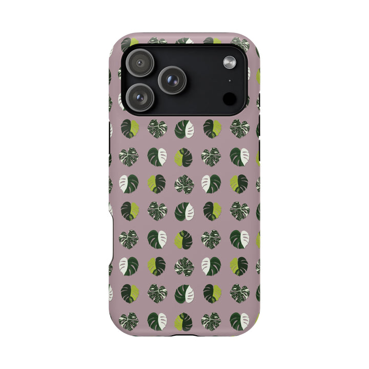 Variegated Monstera Pattern Phone Case – Dual Layer Protective Cover