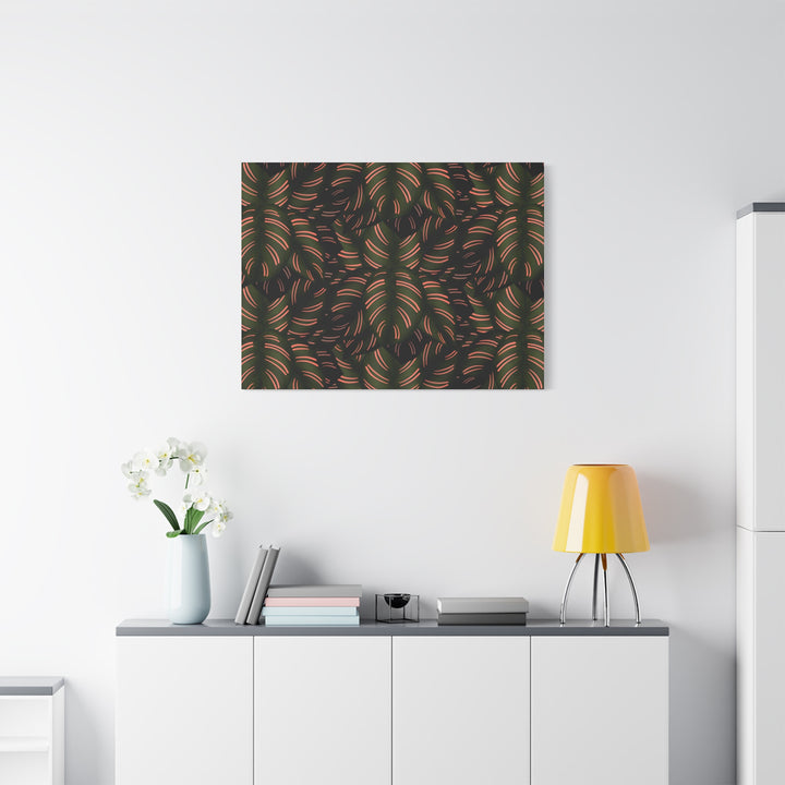 Calathea Pinstripe Canvas Print With Matte Finish Stretched Botanical Wall Art For Living Room Decor