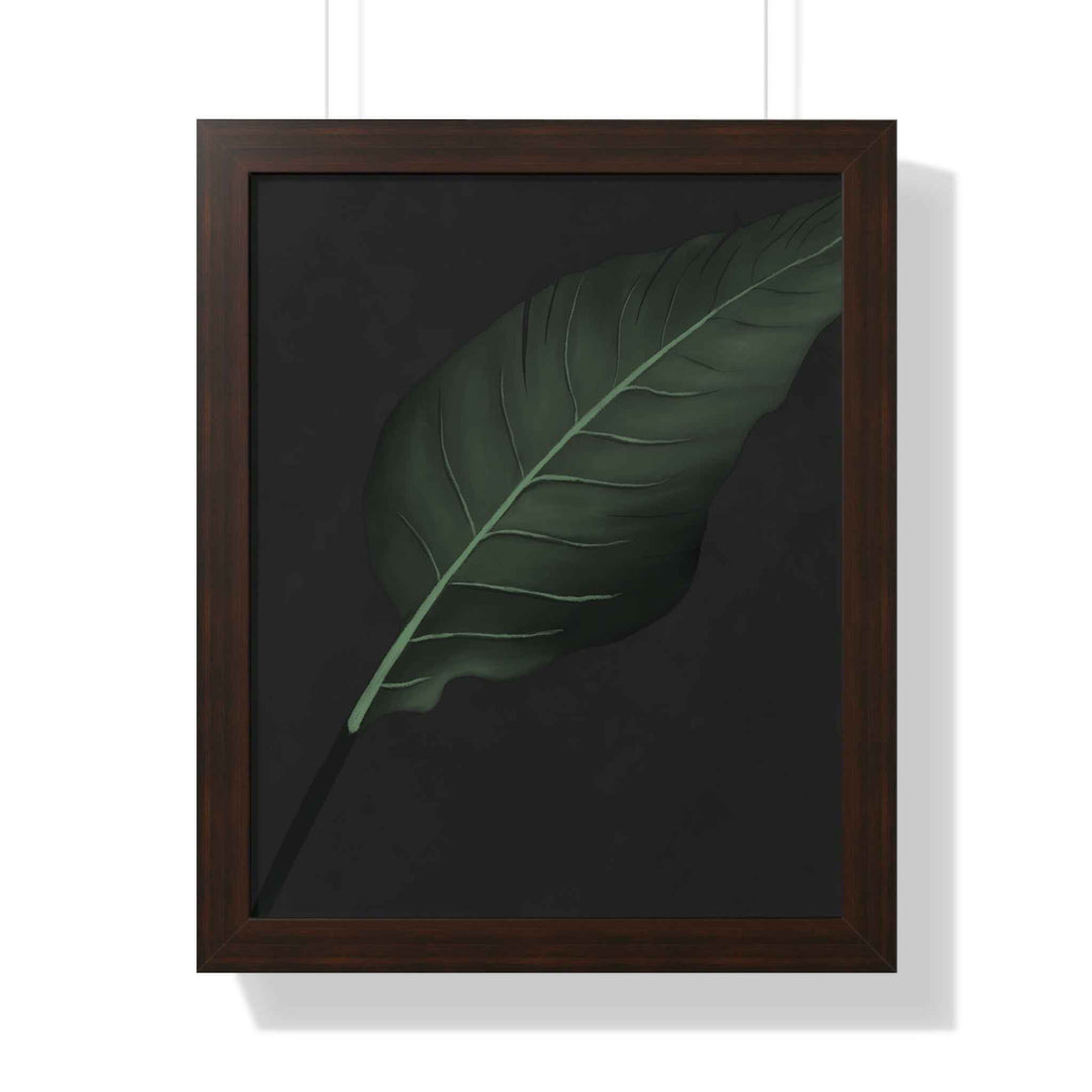 Bird Of Paradise Leaf Framed Poster Vertical Minimal Dark Green Wall Art