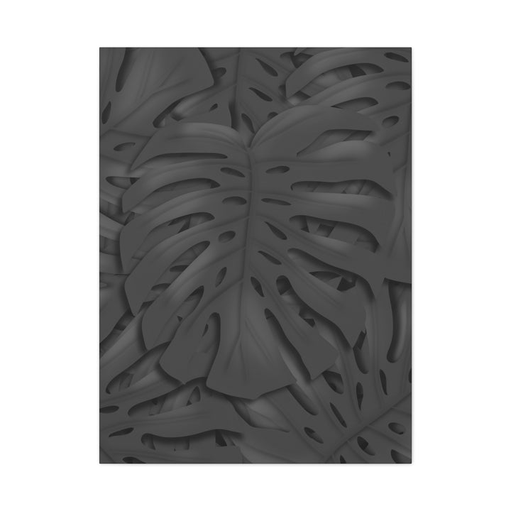 Charcoal Monstera Canvas Wall Art Matte Stretched 1.25 Inch Thick Plant Leaf Decor