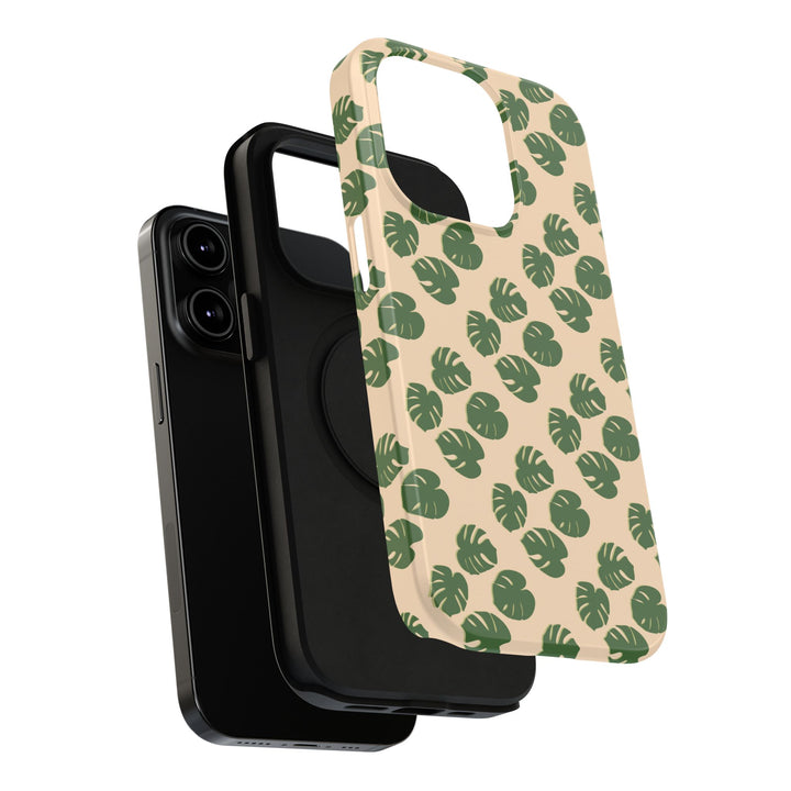 Monstera Pattern Phone Case – Dual Layer Protective Cover