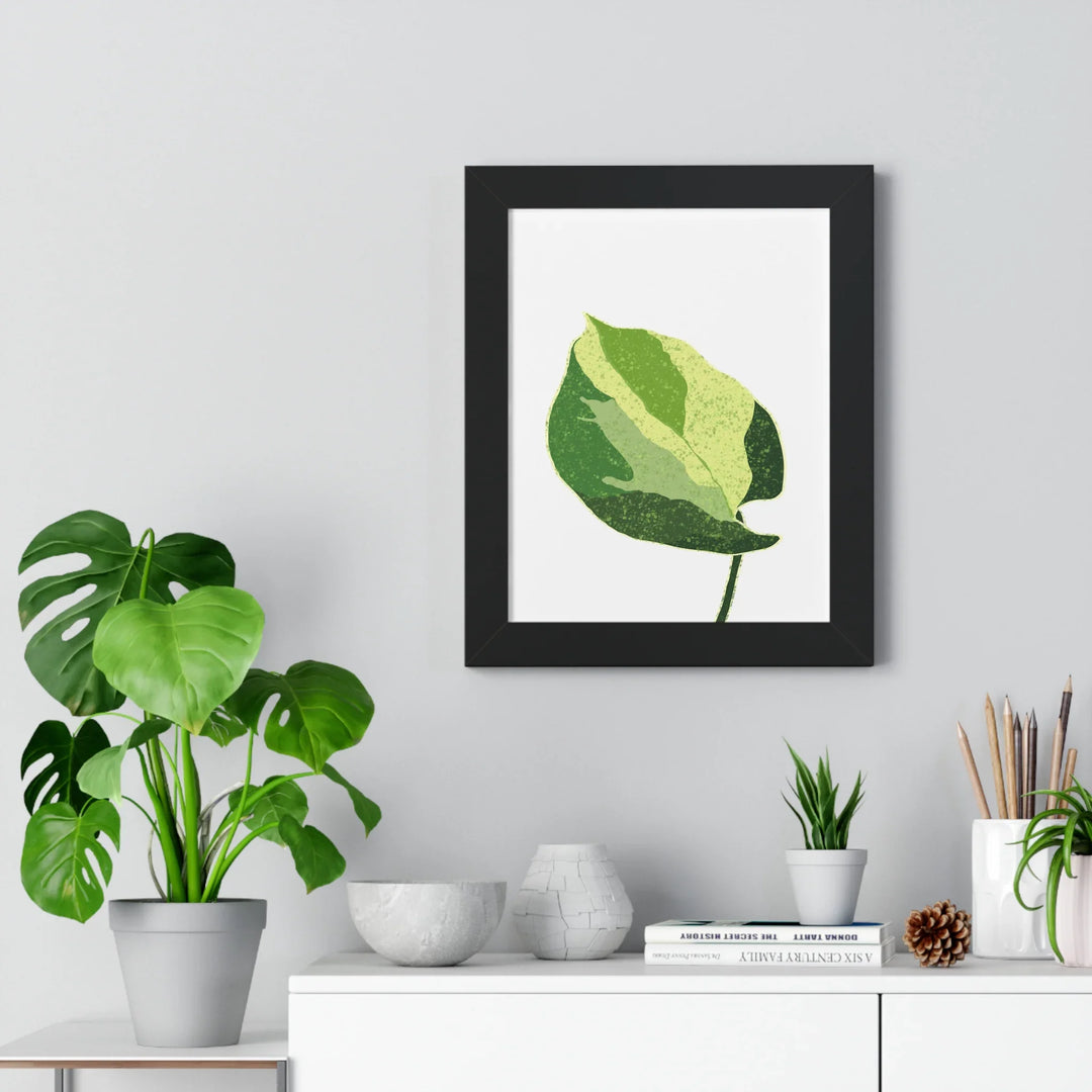 Manjula Pothos Print Framed Wall Art With Heart Shaped Leaves Matte Finish Indoor Plant Decor