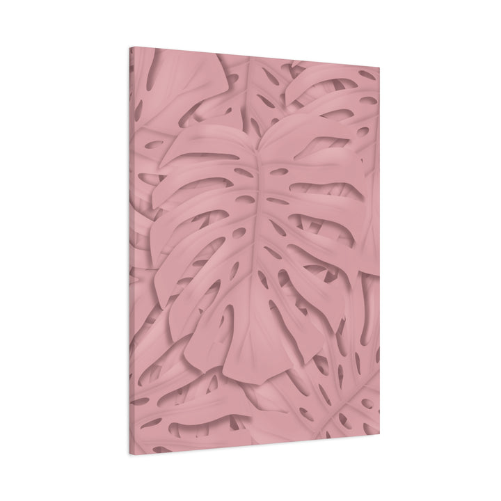 Monstera Canvas Art Soft Pink Botanical Wall Decor Matte Finish Print For Living Room