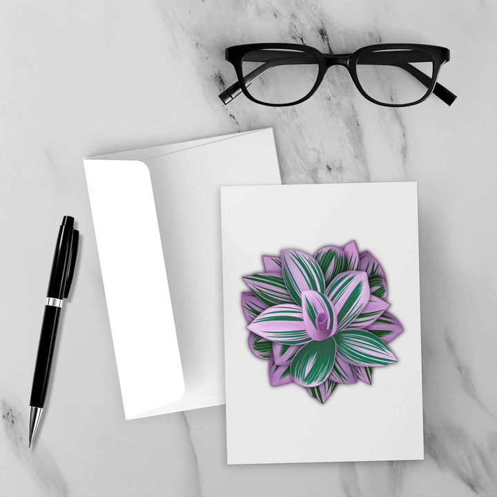Tradescantia Nanouk Card – Floral Greeting Card with Colorful Variegated Foliage