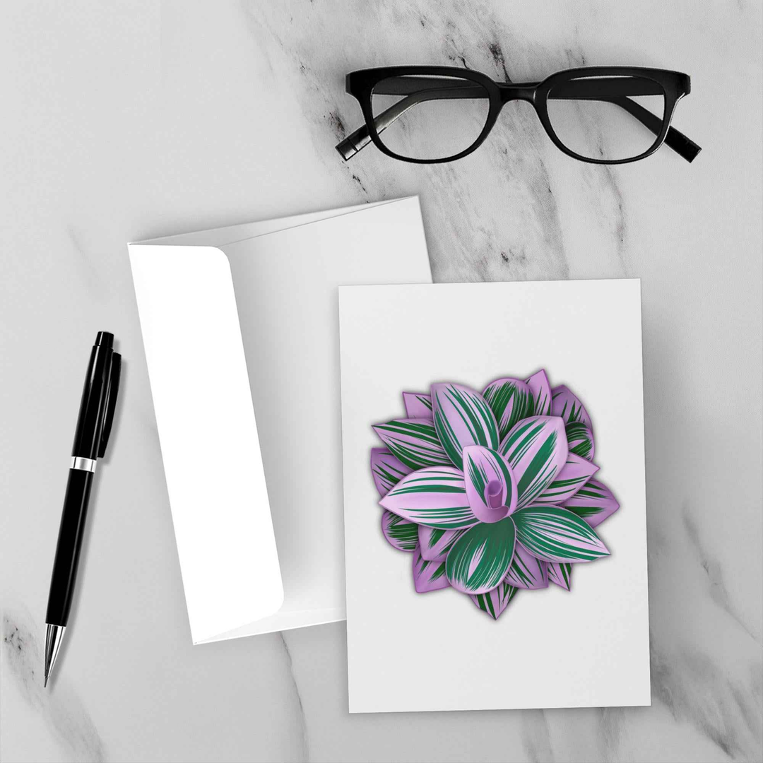 Tradescantia Nanouk Card – Floral Greeting Card with Colorful Variegated Foliage