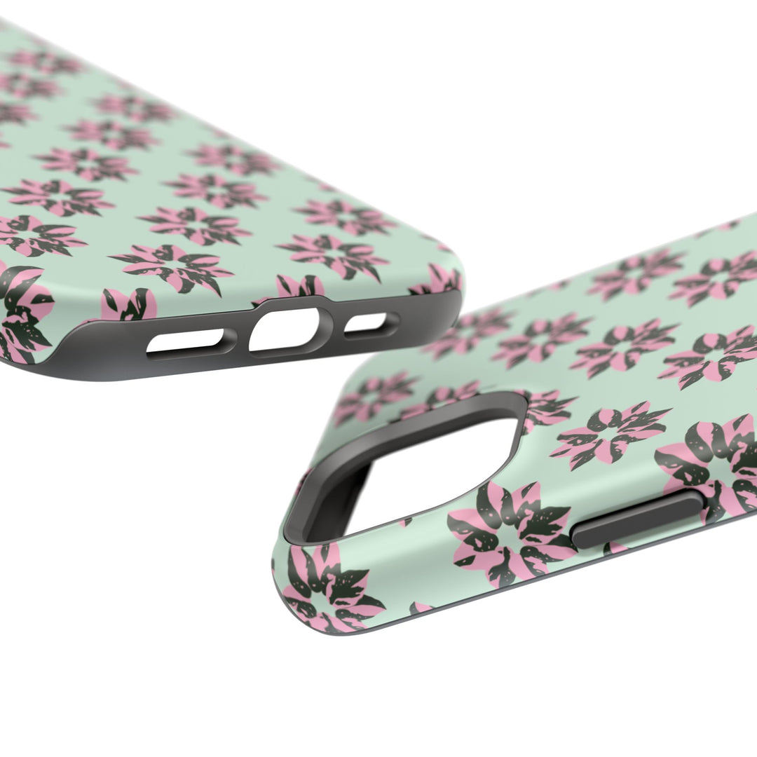 Pink Princess Philodendron Pattern Phone Case – Dual Layer Protective Cover