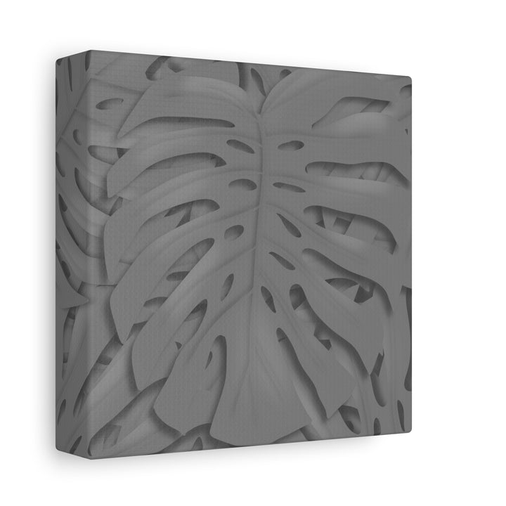 Charcoal Monstera Canvas Wall Art Matte Stretched 1.25 Inch Thick Tropical Leaf Print For Living Room Decor