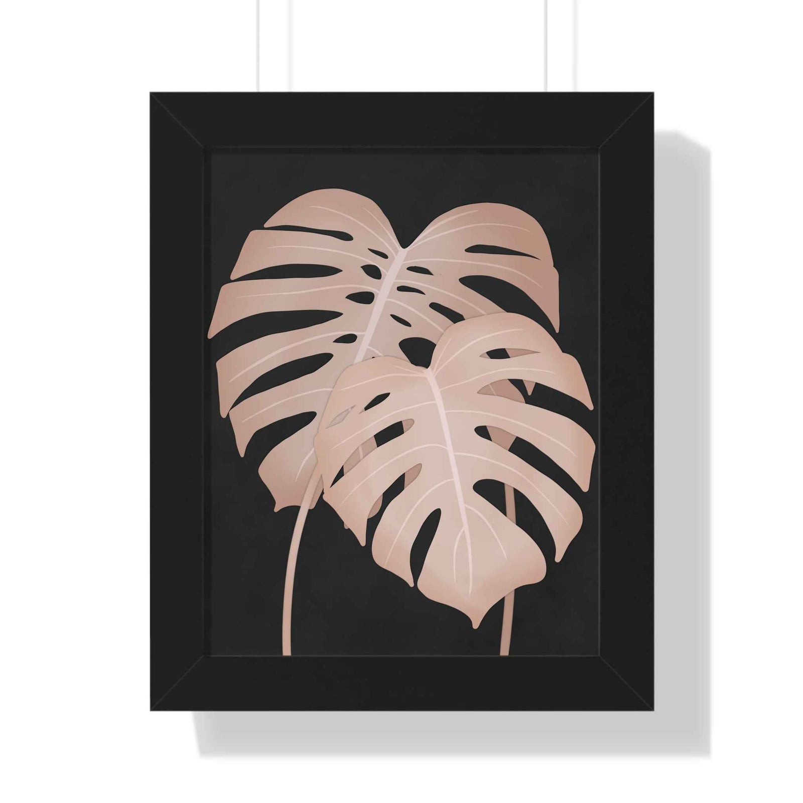 Framed Vertical Poster Soft Pink Monstera Leaf Wall Art