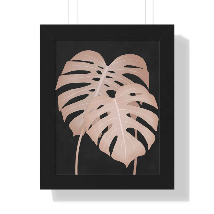 Framed Vertical Poster Soft Pink Monstera Leaf Wall Art