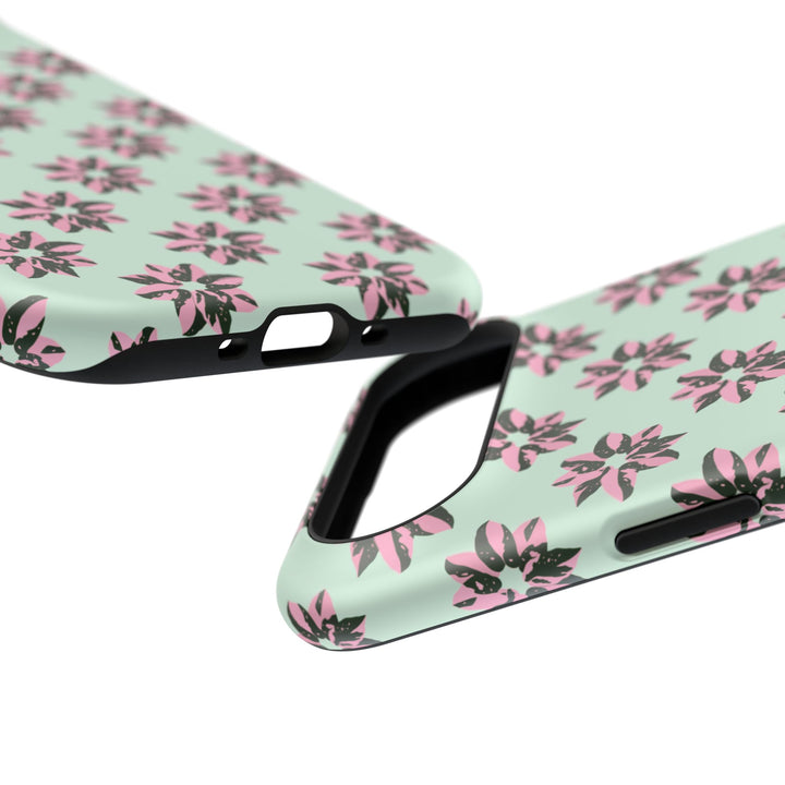 Pink Princess Philodendron Pattern Phone Case – Dual Layer Protective Cover