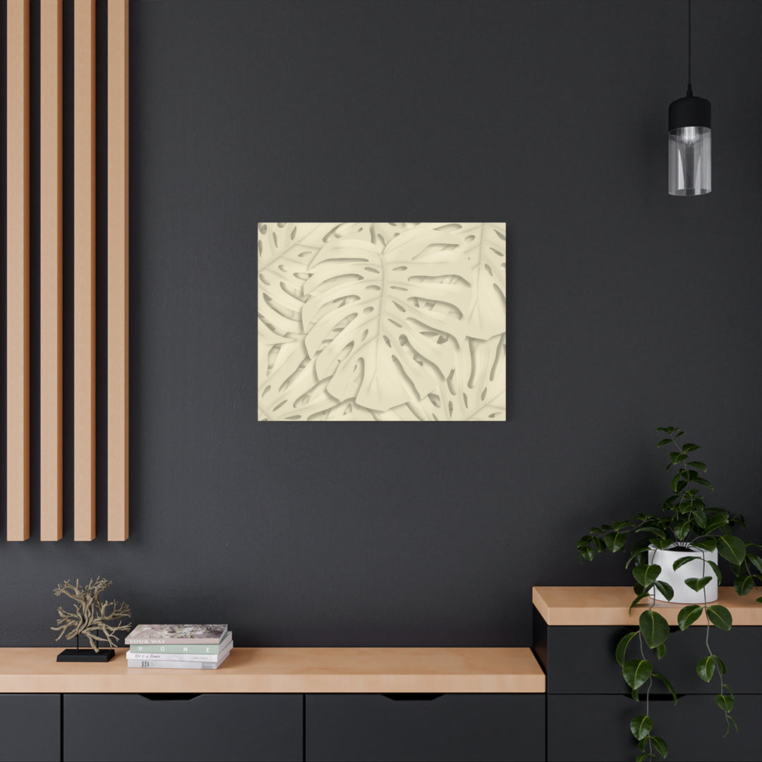 Monstera Canvas Print Durable Cotton Stretched Canvas With Beige Botanical Artwork For Modern Home Decor