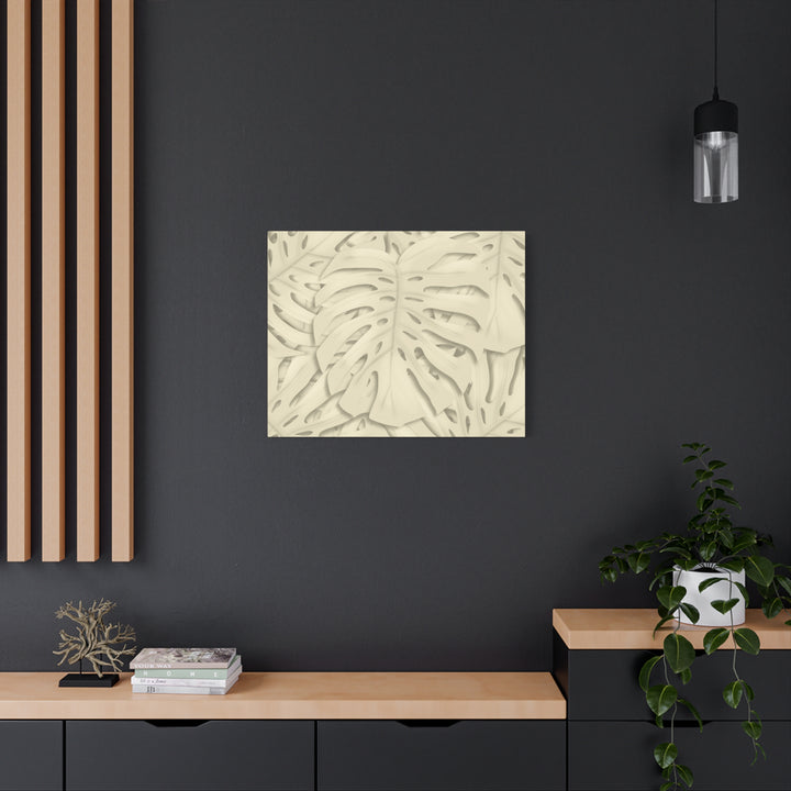 Monstera Canvas Print Durable Cotton Stretched Canvas With Beige Botanical Artwork For Modern Home Decor