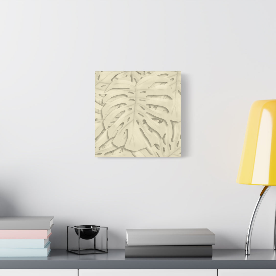 Monstera Canvas Print Durable Cotton Stretched Canvas With Beige Botanical Artwork For Modern Home Decor