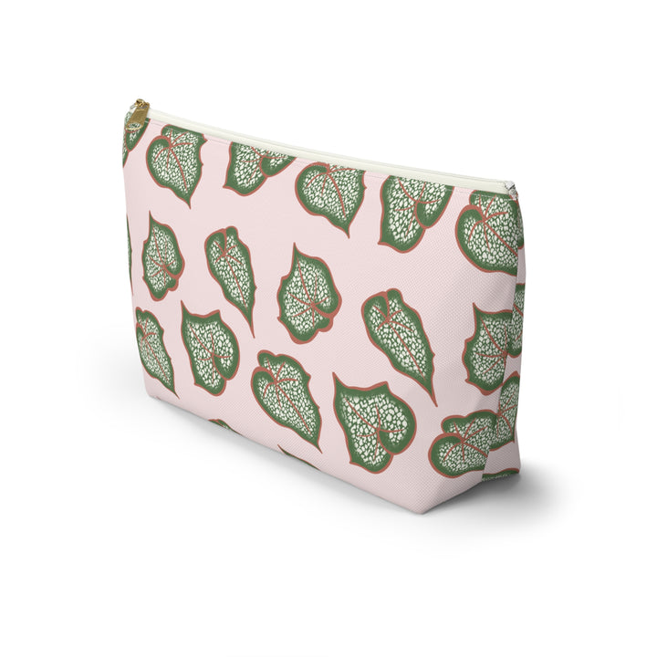 Begonia Pattern Accessory Pouch Makeup Bag With T Bottom For Cosmetics And Small Essentials