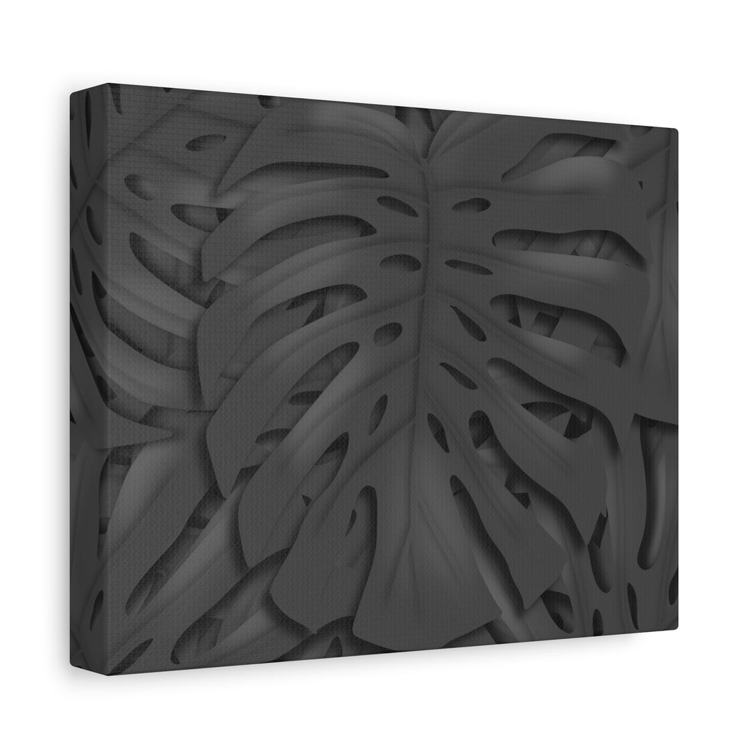 Charcoal Monstera Canvas Wall Art Matte Stretched 1.25 Inch Thick Plant Leaf Decor