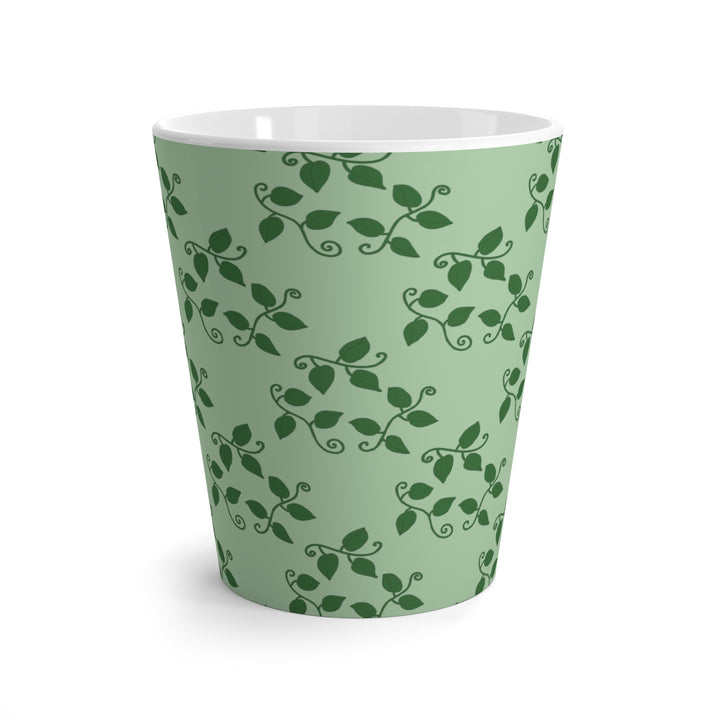 Pothos Pattern Mug With Green Vine Design 12 Oz Ceramic White Interior Easy Grip Handle Scratch Resistant Finish