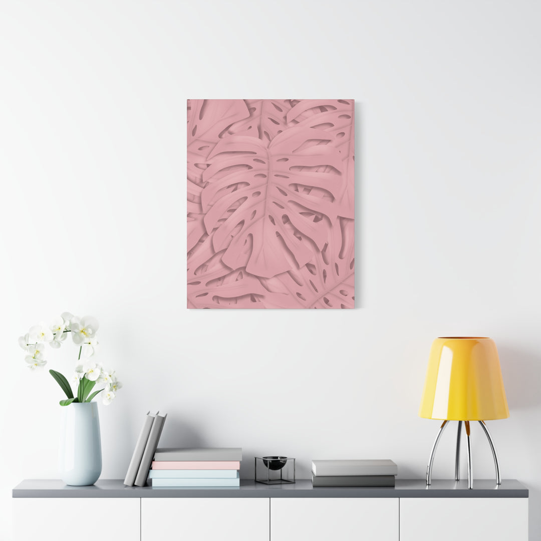 Monstera Canvas Art Soft Pink Botanical Wall Decor Matte Finish Print For Living Room