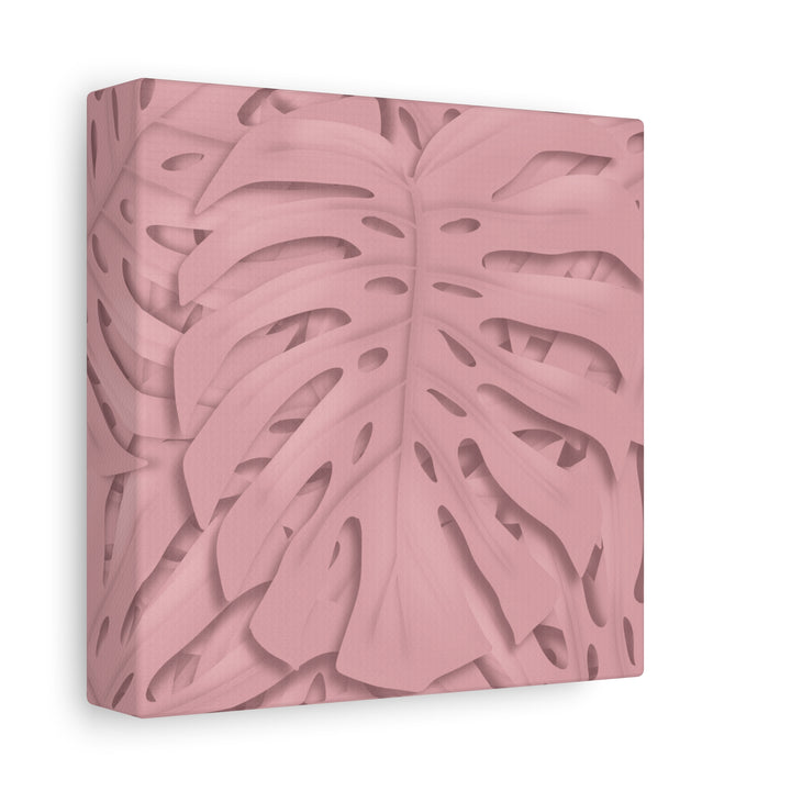 Monstera Canvas Art Soft Pink Botanical Wall Decor Matte Finish Print For Living Room