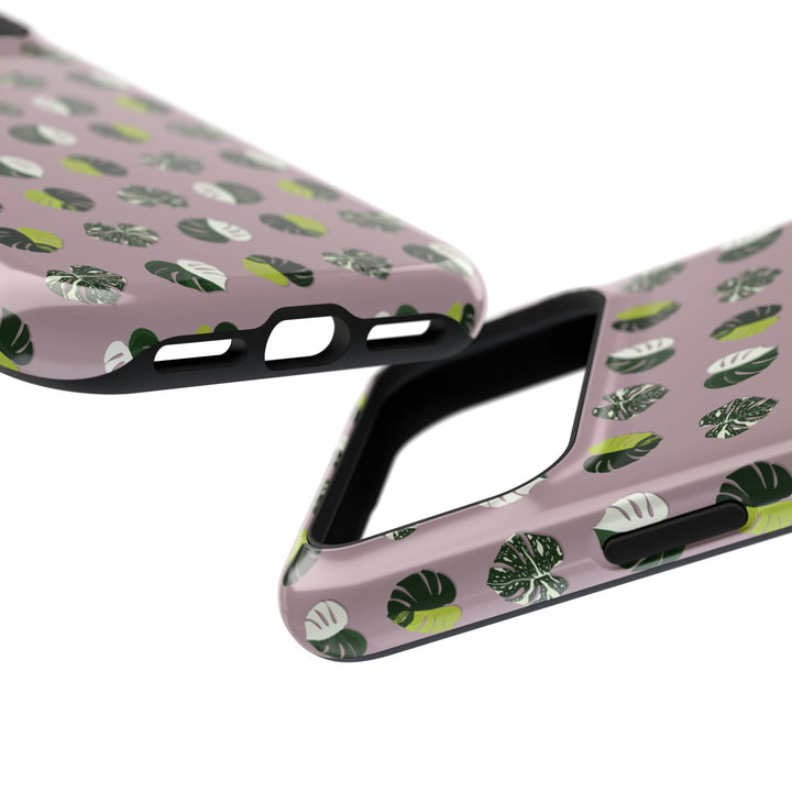 Variegated Monstera Pattern Phone Case – Dual Layer Protective Cover