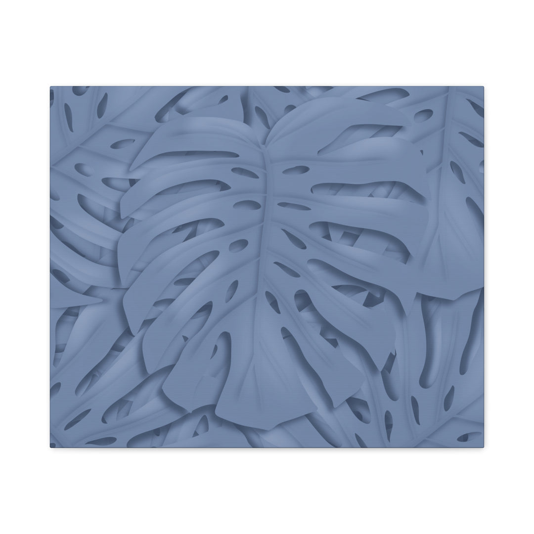Monstera Canvas Art Blue Tropical Leaf Wall Art on Matte Cotton Canvas Print by The Potted Pixel