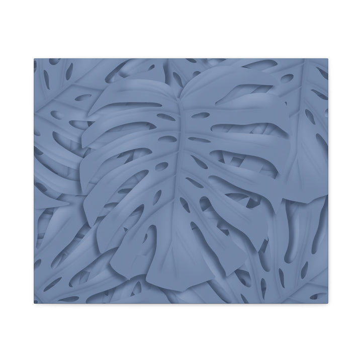 Monstera Canvas Art Blue Tropical Leaf Wall Art on Matte Cotton Canvas Print by The Potted Pixel