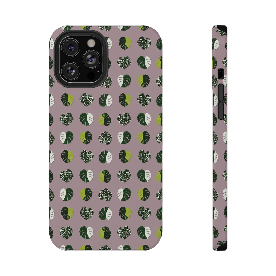 Variegated Monstera Pattern Phone Case – Dual Layer Protective Cover