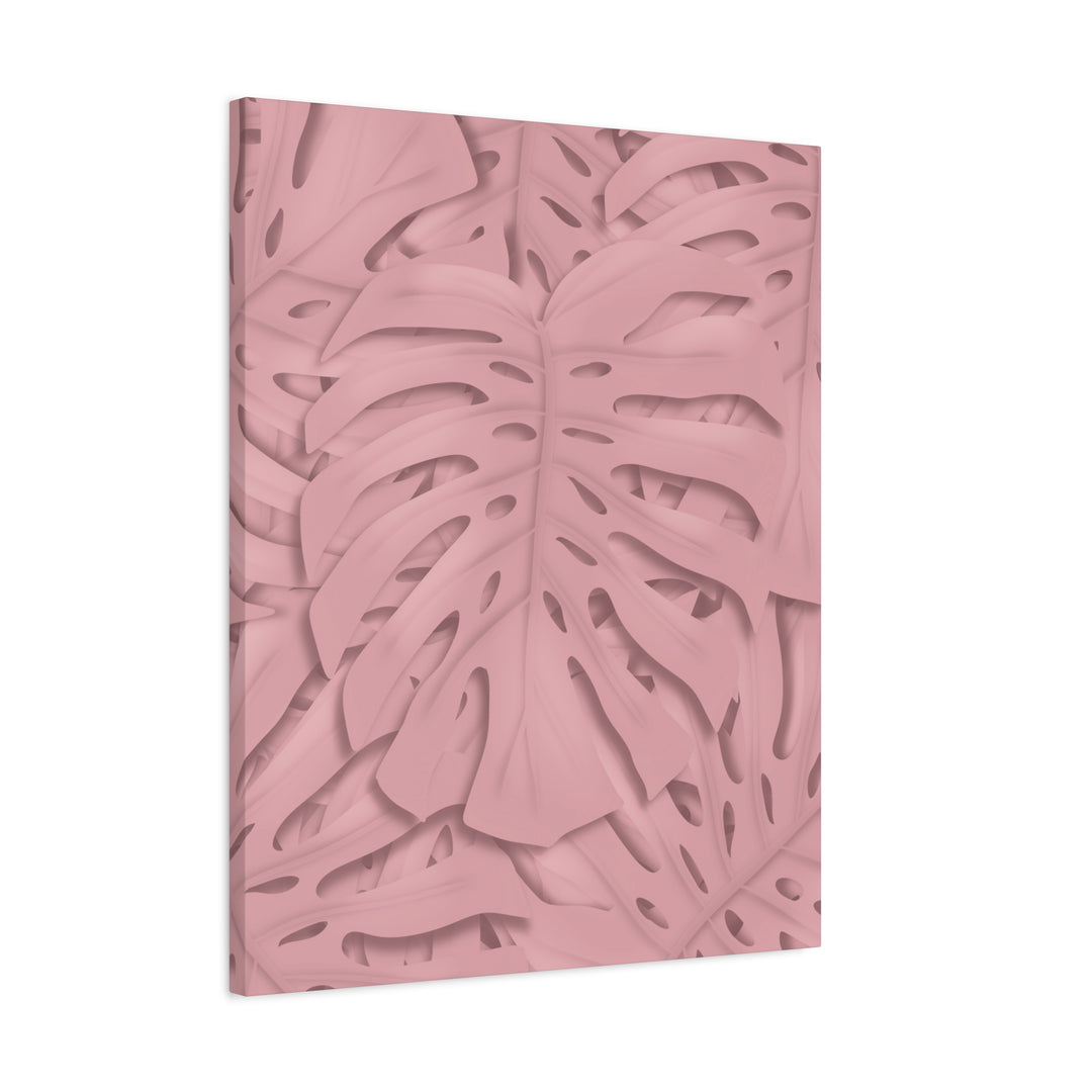 Monstera Canvas Art Soft Pink Botanical Wall Decor Matte Finish Print For Living Room