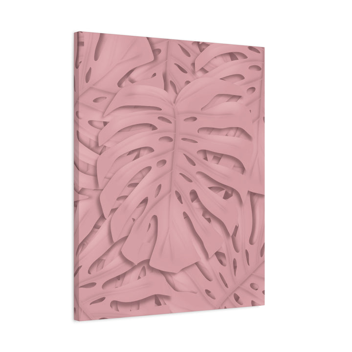Monstera Canvas Art Soft Pink Botanical Wall Decor Matte Finish Print For Living Room