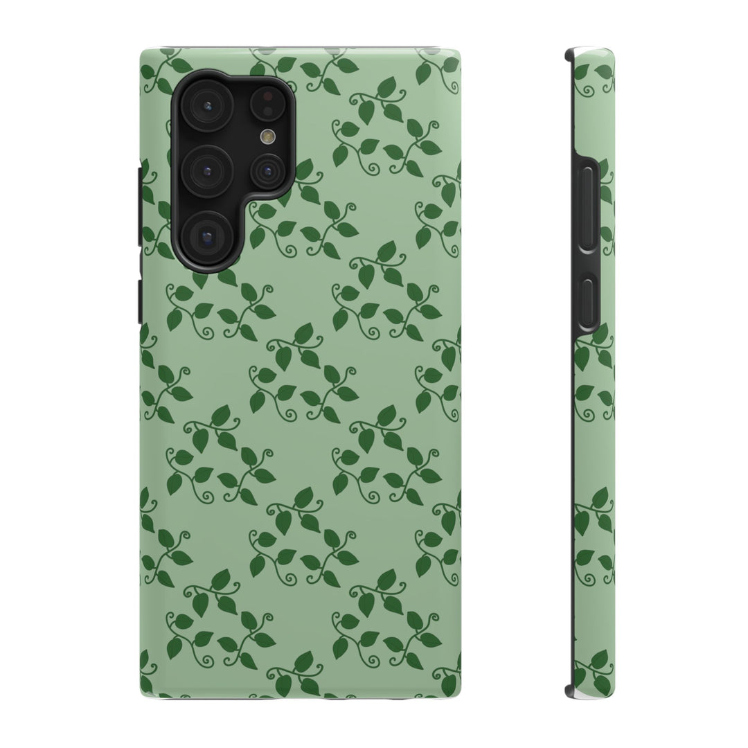 Pothos Pattern Impact Resistant Phone Case Green Botanical Protective Cover Full Wrap Print With Wireless Charging