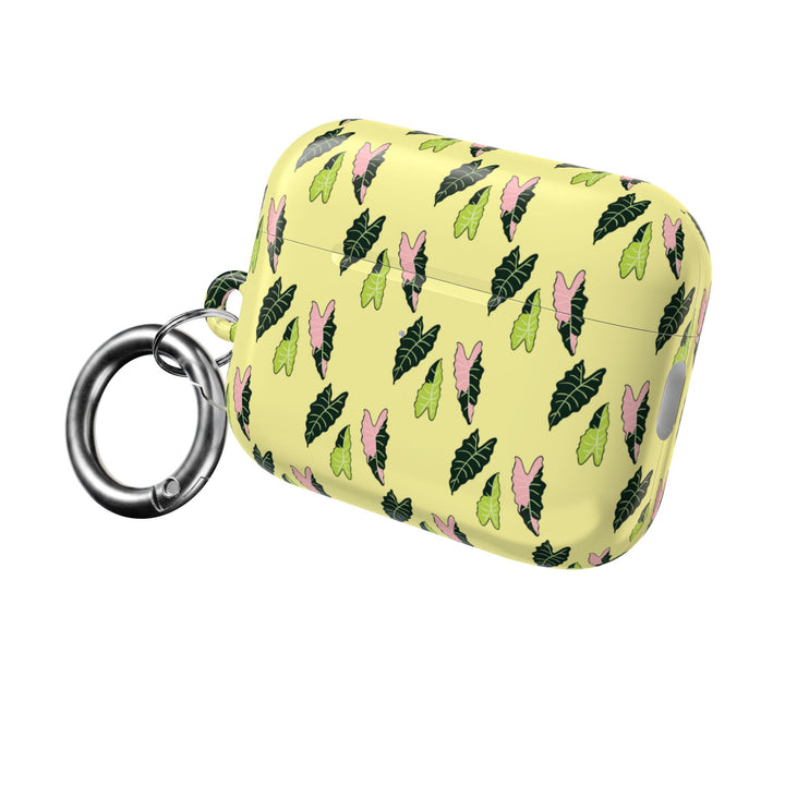 Alocasia Pattern AirPods Case Botanical Plant Themed Protective Case with Carabiner