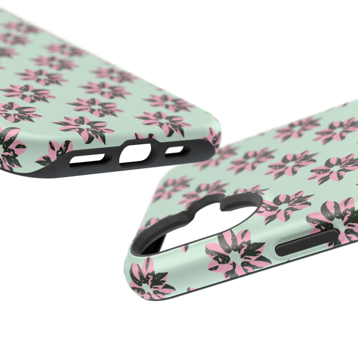 Pink Princess Philodendron Pattern Phone Case – Dual Layer Protective Cover