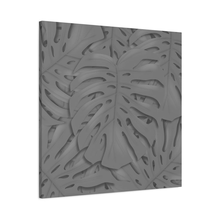 Charcoal Monstera Canvas Wall Art Matte Stretched 1.25 Inch Thick Tropical Leaf Print For Living Room Decor
