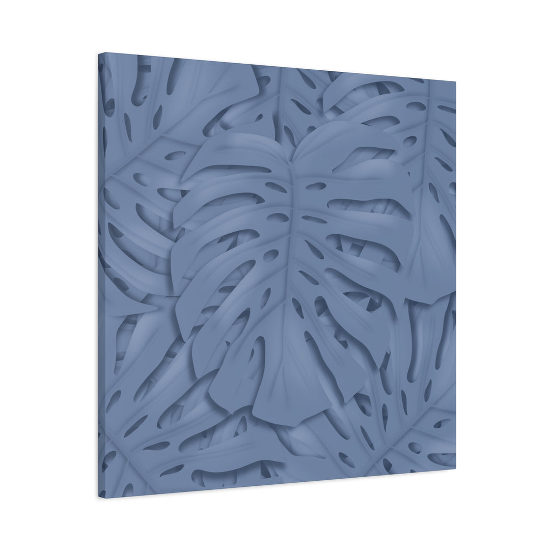 Monstera Canvas Art Blue Tropical Leaf Wall Art on Matte Cotton Canvas Print by The Potted Pixel
