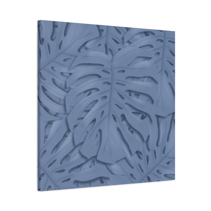 Monstera Canvas Art Blue Tropical Leaf Wall Art on Matte Cotton Canvas Print by The Potted Pixel